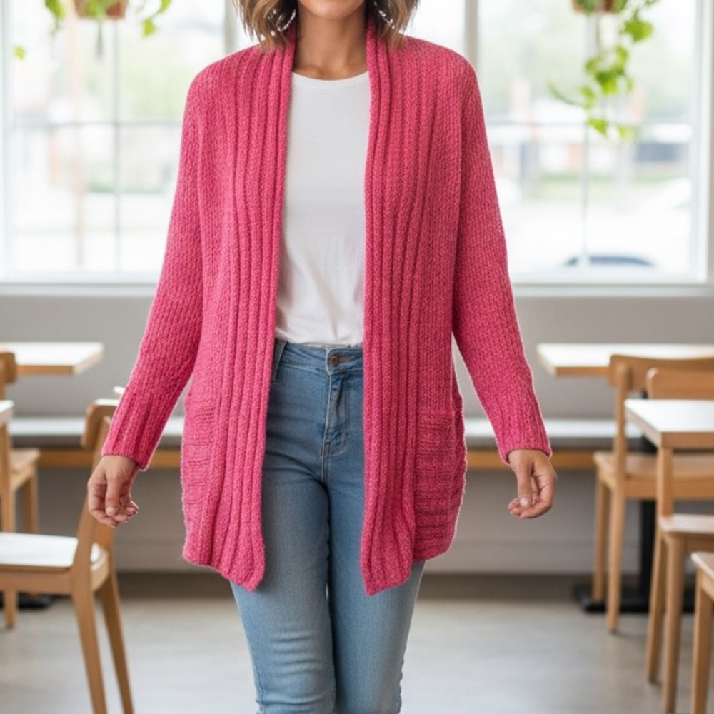 Fever Vibrant Pink Knit Cardigan